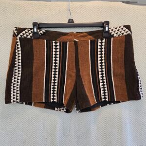 Judith March Striped Short Shorts Womens Larger Flat Front Lined Festival